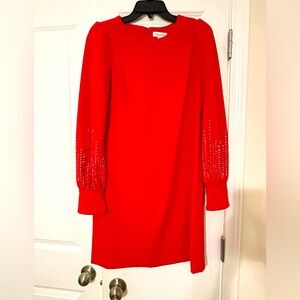 Calvin Klein Red Holiday long sleeve dress Size 6